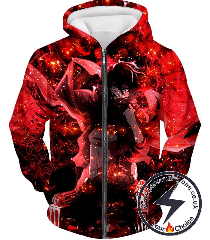 Attack on Titan Awesome Mikasa Ackerman Fan Promo Zip Up Hoodie